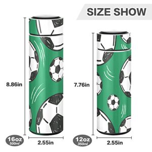 CaTaKu Green Footballs Water Bottle Insulated 16 oz Stainless Steel Flask Thermos Bottle for Coffee Water Drink Reusable Wide Mouth Vacuum Travel Mug Cup