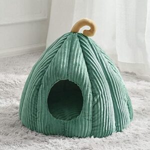 houchu large cat house with cushion winter warm pet basket pet sleeping bed puppy kitten rabbit kitten cave for small cats dogs(l40xw40xh38cm,green)