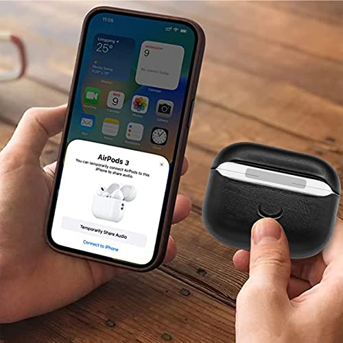 CRETANBULL Genuine Leather Airpods 3 Case – Airpods 3rd Generation Case Compatible with Magsafe & Supports Wireless Charging – Pop Out Your Airpods with Ease (Onyx)