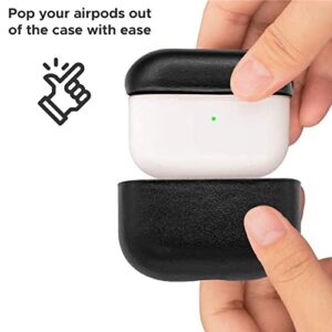 CRETANBULL Genuine Leather Airpods 3 Case – Airpods 3rd Generation Case Compatible with Magsafe & Supports Wireless Charging – Pop Out Your Airpods with Ease (Onyx)