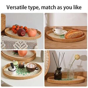 Yiuhhad Natural Handmade Shell Rattan Weaving Tray, Seashell Inlaid Oval Splicing Fruit Plate Durable and Tough, Breakfast, Snacks,Drinks, Snack Serving Plate