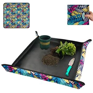 waterproof potting mat for indoor plant transplanting and dirt control, gardening gifts for women, birthday gifts for plant lovers, thick foldable repotting mat succulent gardening mat 29.5"x29.5"