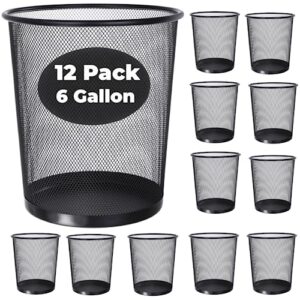 goodsofa 6 gallon mesh trash cans,12-pack,metal wire wastebaskets, small waste basket black trash can,small garbage can,recycling garbage container bin for office,home,kitchen,school