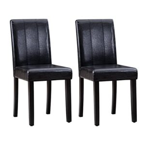 restworld dining chairs set of 2,solid wood leatherette parson chairs(black)