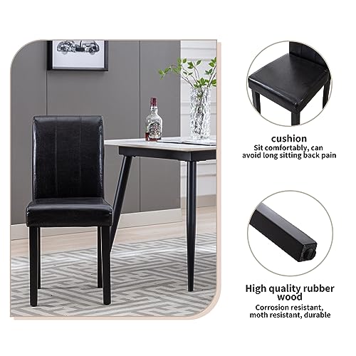 Restworld Dining Chairs Set of 2,Solid Wood Leatherette Parson Chairs(Black)