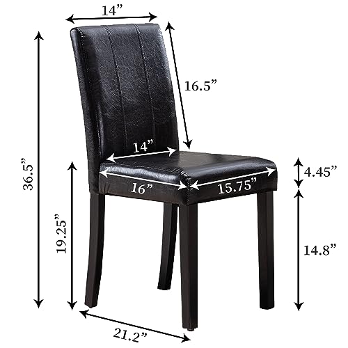 Restworld Dining Chairs Set of 2,Solid Wood Leatherette Parson Chairs(Black)