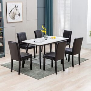 Restworld Dining Chairs Set of 2,Solid Wood Leatherette Parson Chairs(Black)