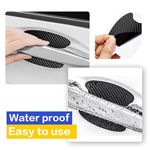 Reswish 4PCS Car Door Handle Sticker,Car Door Handle Scratch Protectors,Universal Paint Guard Car Door Cup Scratch Protection Films,Carbon Fiber Anti-Scratches Protector Sticker (Black)