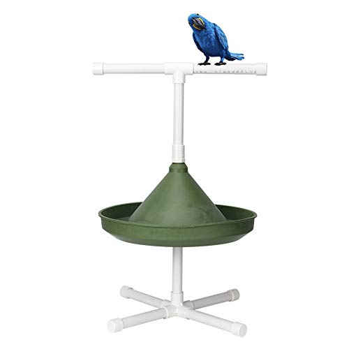 Camidy Multifunction Folding Bird Parrot Stand Perch Bracket Feeding Bowl Shower Perch Toy for Bird Parrot Macaw Cockatoo African Greys Budgies Parakeet Bath Perch Toy(01)
