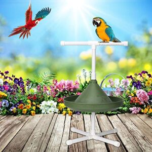 Camidy Multifunction Folding Bird Parrot Stand Perch Bracket Feeding Bowl Shower Perch Toy for Bird Parrot Macaw Cockatoo African Greys Budgies Parakeet Bath Perch Toy(01)