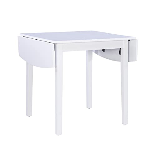 Linon Torino Square Drop Leaf Table with White Finish DT100WHT01U