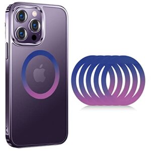 5pcs cojoc for universal magnetic adapter ring,magnet sticker compatible with wireless charging accessories for iphone 14/13/12 mini pro max,for galaxy s23/s22/s21 ultra and phone case,colorful purple