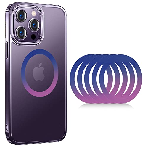 5PCS COJOC for Universal Magnetic Adapter Ring,Magnet Sticker Compatible with Wireless Charging Accessories for iPhone 14/13/12 Mini Pro Max,for Galaxy S23/S22/S21 Ultra and Phone Case,Colorful Purple