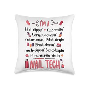 Best Nail Technician Definition Tech Appreciation Nail Technician Day Throw Pillow, 16x16, Multicolor