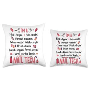 Best Nail Technician Definition Tech Appreciation Nail Technician Day Throw Pillow, 16x16, Multicolor