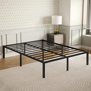 faloic queen bed frame 16 inch black metal platform bed queen size of heavy duty noise free, no box spring needed, easy assembly mattress foundation…