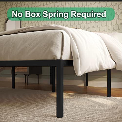 FALOIC Queen Bed Frame 16 Inch Black Metal Platform Bed Queen Size of Heavy Duty Noise Free, No Box Spring Needed, Easy Assembly Mattress Foundation…