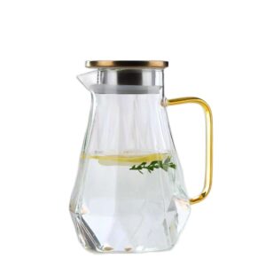 eirljk glass jug, 50 oz kettle with lid, heat resistant borosilicate glass jug, iced tea kettle, jug with handle for lemonade, beverages, hot/cold coffee