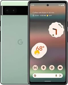 google pixel 6a - 5g android phone - unlocked smartphone with 12 megapixel camera and 24-hour battery - sage (renewed)