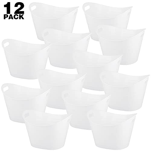 Tiawudi 12 Pack Plastic Storage Bins, Multi-Use Organizer Bins, Oval Storage Tubs for Home & Bathroom Organization, 4.5 Liter Each