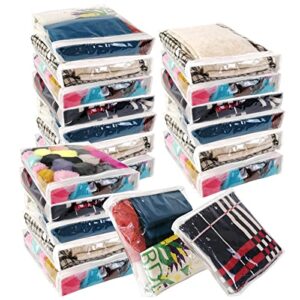 20pcs clear vinyl zippered storage bags，blankets storage bags plastic storage bags for sweater clothes bed sheet organizer with zipper for closet linen sweater bed sheet pillow，10.5 x 10.5 x 2.4 inch