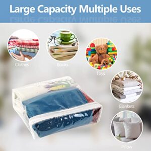 20Pcs Clear Vinyl Zippered Storage Bags，Blankets Storage Bags Plastic Storage Bags for Sweater Clothes Bed Sheet Organizer with Zipper for Closet Linen Sweater Bed Sheet Pillow，10.5 x 10.5 x 2.4 Inch