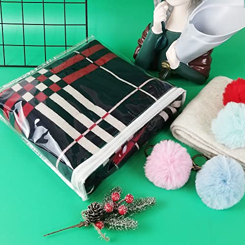 20Pcs Clear Vinyl Zippered Storage Bags，Blankets Storage Bags Plastic Storage Bags for Sweater Clothes Bed Sheet Organizer with Zipper for Closet Linen Sweater Bed Sheet Pillow，10.5 x 10.5 x 2.4 Inch