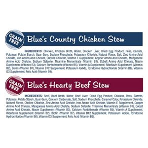 Blue Buffalo Blue's Stew Chicken & Beef In Gravy Wet Dog Food Variety Pack for Adult Dogs, Grain-Free, 12.5 oz. Cans (6 Pack)