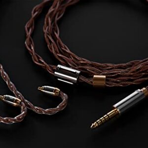 DD ddHiFi BC130B (Air Nyx) OCC HiFi Earphone Upgrade Cable with Shielding Layer, 4.4mm Straight Plug, MMCX Connector, Standard Length 120cm Long