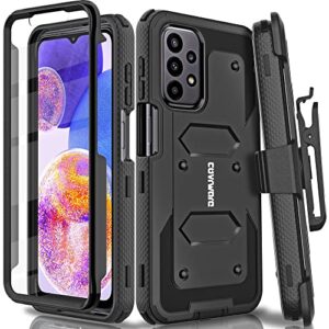 covrware for samsung galaxy a23 5g / a23 (4g) aegis series case, full-body rugged dual-layer shockproof protective swivel belt-clip holster cover with built-in screen protector, kickstand, black