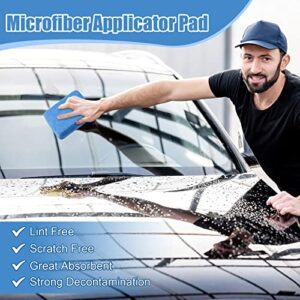 Riakrum 32 Pieces Microfiber Applicator Pads Detailing Car Wax Applicator Blue Microfiber Sponge for Car Ceramic Coating Applicator Pad Tire Shine Applicator Car Cleaning Pad for Applying Wax Foam