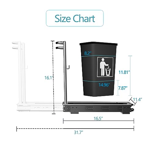 ANASTA Pull Out Trash Can Under Cabinet, in Cabinet Trash Can, Under Sink Counter Trash Can Pull Out, Requires 13" W X 18" D Cabinet Opening, Fits 7-10 Gallon 35QT Trash Can Not Included