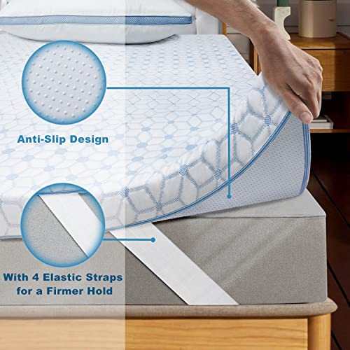 Mattress Topper Queen, 3 Inch Gel Memory Foam Mattress Topper, Cooling Mattress Pad Cover for Back Pain, Bed Topper with Breathable & Skin Friendly Cover, Soft & Support, CertiPUR-US Certified