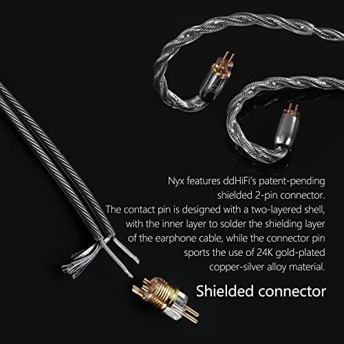 DD ddHiFi BC130A (Air Nyx) Silver Earphone Upgrade Cable with Shielding Layer, Available in 4.4mm L-Shape Plug and 2-Pin 0.78 Connector, Standard Length of 120cm