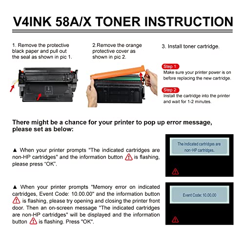 v4ink Remanufactured 58X Toner Cartridge (with Chip) Replacement for HP 58X CF258X 58A Toner Black for HP Pro M404dn M404dw M404n MFP M428fdw M428fdn M428dw M430f M406dn M428 M404 Printers 2 Pack