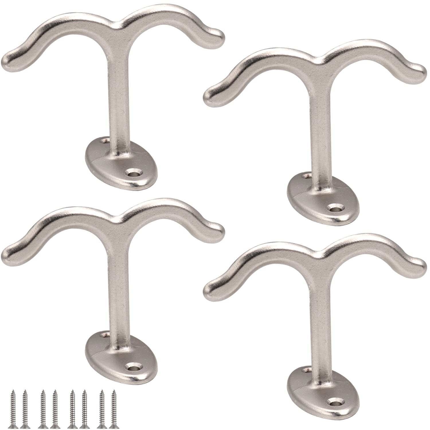 Pack of 4 Zinc Alloy Double Prong Ceiling Hook Towel,Robe Clothes Hook,Coat Hook