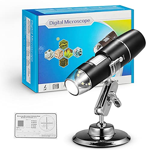 Lady House Handheld USB Digital Microscope with Metal Stand, Portable HD 1000 X Magnification Inspection Camera with 8 LED Light for Android Mac Windows Computer