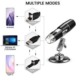 Lady House Handheld USB Digital Microscope with Metal Stand, Portable HD 1000 X Magnification Inspection Camera with 8 LED Light for Android Mac Windows Computer