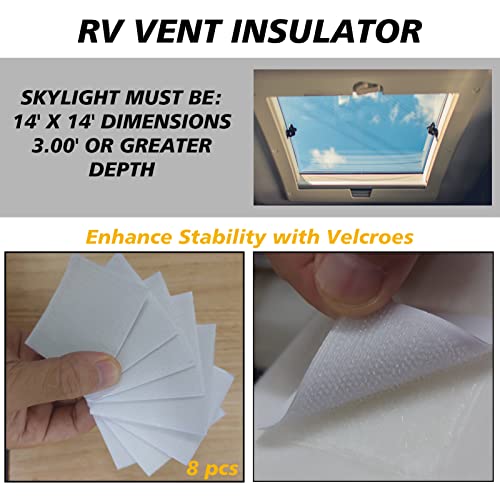 Losrik 2Pack RV Vent Insulator - 14″x14″x3″ RV Skylight Cover with Reflective Surface, Camper Skylight Shade Thick Insulating Foam Instant Energy Savings for Travel Trailers
