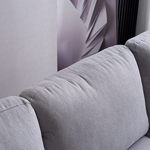 Home Convertible Sectional Sofa 110" L-Shape Sofa Couch 6-Seat Couch with Chaise Fabric Upholstered for Living Room, Apartment, Office (Light Gray)