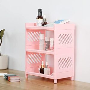 TODOZO Bathroom Supplies Storage Three Tier Shelf Bedroom Finishing Rack Bathroom Shelf Kitchen Bathroom Decorations (Pink, One Size)