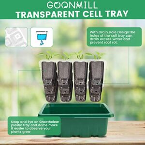 Seed Starter Tray with Grow Light, 5 Packs Plant Starter Tray Seedling Starter Kit with Humidity Domes Base Indoor Greenhouse Mini Propagator Station for Seeds Growing Starting (12 Cells per Tray)