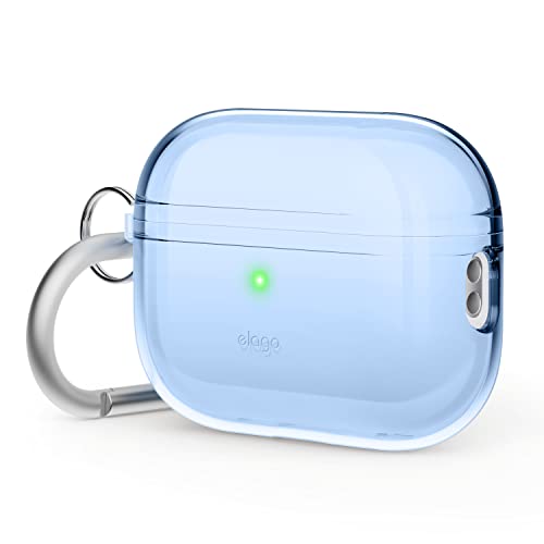 elago Compatible with AirPods Pro 2nd Generation Case Clear - Compatible with AirPods Pro 2 Case, Protective Case with Keychain, Transparent, Wireless Charging, Reduced Yellowing [Aqua Blue]