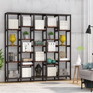 Tribesigns Wide 9-Tier Bookshelf, 71” H x 70” W Extra Large Bookcase with 22 Open Shelves, Tall Bookshelf Open Display Shelves with Metal Frame for Living Room, Home Office, Rustic Brown
