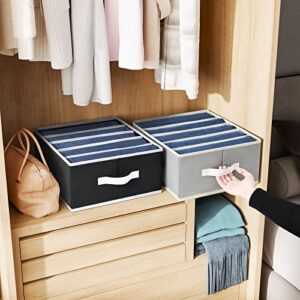 homsorout Jeans Organizer for Closet, Wardrobe Clothes Organizer with Bottom Panel, Foldable Clothes Drawer Organizers, Closet Organizers and Storage Bins for Pants, Sweater, 4 Packs (Grey)