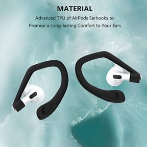 Meruns Ear Hooks for Apple AirPods 1, 2, 3, Pro and Pro 2,Unique Left & Right Hook,Comfortable wear, Black.