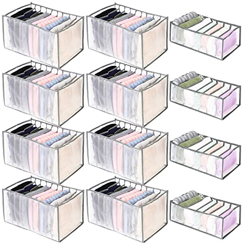 Roowest 12 Pcs Wardrobe Clothes Organizer Closet Organizers Foldable Drawer Dividers for Clothes Drawer Organizer Clothes Jeans Organizer for Closet Storage for T-Shirts, Jeans, Pants (7/9 Grids)