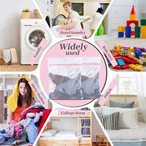 18 Pcs Fine Mesh Laundry Bags White Mesh Wash Bag Washing Machine Zipper Net Lingerie Bags for Washing Delicates Clothes Garment Underwear Blouse Hosiery Stocking Travel (Pink Zipper, 16 x 20 Inch)