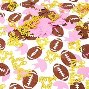 300 counts gender reveal confetti baby touchdowns or tutus table confetti football confetti red and gold summer confetti sprinkle paper scatter girl gender reveal party decorations (football)