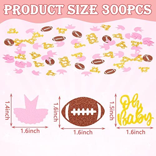 300 Counts Gender Reveal Confetti Baby Touchdowns or Tutus Table Confetti Football Confetti Red and Gold Summer Confetti Sprinkle Paper Scatter Girl Gender Reveal Party Decorations (Football)